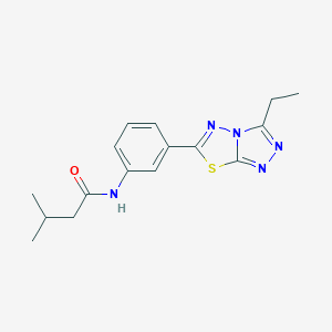 molecular formula C16H19N5OS B236496 N-[3-(3-ethyl[1,2,4]triazolo[3,4-b][1,3,4]thiadiazol-6-yl)phenyl]-3-methylbutanamide 