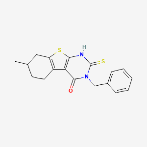 molecular formula C18H18N2OS2 B2364970 3-benzyl-7-methyl-2-sulfanylidene-5,6,7,8-tetrahydro-1H-[1]benzothiolo[2,3-d]pyrimidin-4-one CAS No. 371957-30-1