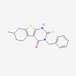 molecular formula C18H18N2OS2 B2364970 3-苄基-7-甲基-2-硫代亚甲基-5,6,7,8-四氢-1H-[1]苯并噻吩并[2,3-d]嘧啶-4-酮 CAS No. 371957-30-1