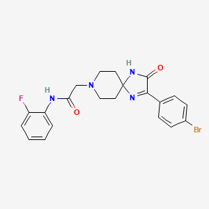 2-(2-(4-bromophenyl)-3-oxo-1,4,8-triazaspiro[4.5]dec-1-en-8-yl)-N-(2-fluorophenyl)acetamide
