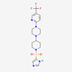 molecular formula C18H23F3N6O2S B2364973 1-[1-(1H-咪唑-4-磺酰基)哌啶-4-基]-4-[5-(三氟甲基)吡啶-2-基]哌嗪 CAS No. 2097934-63-7