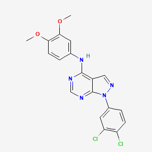 molecular formula C19H15Cl2N5O2 B2364976 1-(3,4-dichlorophenyl)-N-(3,4-dimethoxyphenyl)-1H-pyrazolo[3,4-d]pyrimidin-4-amine CAS No. 890897-60-6