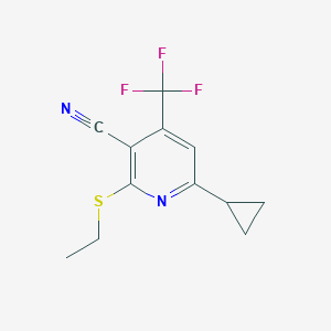 molecular formula C12H11F3N2S B2364981 6-Cyclopropyl-2-ethylthio-4-(trifluoromethyl)pyridine-3-carbonitrile CAS No. 625377-26-6