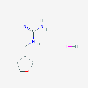 molecular formula C7H16IN3O B2364989 2-Methyl-1-(oxolan-3-ylmethyl)guanidine;hydroiodide CAS No. 2260939-18-0