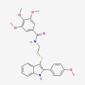 3,4,5-trimethoxy-N-[2-[[2-(4-methoxyphenyl)-1H-indol-3-yl]sulfanyl]ethyl]benzamide