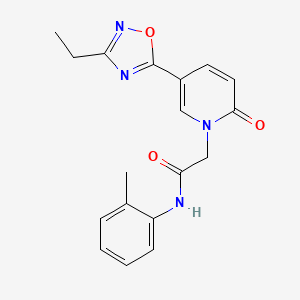 molecular formula C18H18N4O3 B2364994 2-[5-(3-乙基-1,2,4-恶二唑-5-基)-2-氧代吡啶-1(2H)-基]-N-(2-甲基苯基)乙酰胺 CAS No. 1251607-39-2