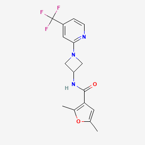 molecular formula C16H16F3N3O2 B2365004 2,5-Dimethyl-N-[1-[4-(trifluoromethyl)pyridin-2-yl]azetidin-3-yl]furan-3-carboxamide CAS No. 2415570-28-2