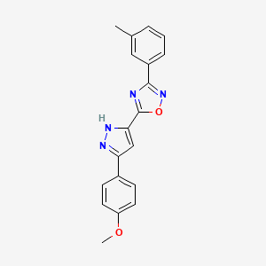 molecular formula C19H16N4O2 B2365005 5-[3-(4-甲氧基苯基)-1H-吡唑-5-基]-3-(3-甲基苯基)-1,2,4-恶二唑 CAS No. 1192580-51-0