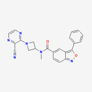 molecular formula C23H18N6O2 B2365006 N-[1-(3-Cyanopyrazin-2-yl)azetidin-3-yl]-N-methyl-3-phenyl-2,1-benzoxazole-5-carboxamide CAS No. 2380188-13-4