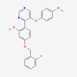 molecular formula C24H19FN2O4 B2365011 5-[(2-Fluorophenyl)methoxy]-2-[5-(4-methoxyphenoxy)pyrimidin-4-yl]phenol CAS No. 850750-88-8