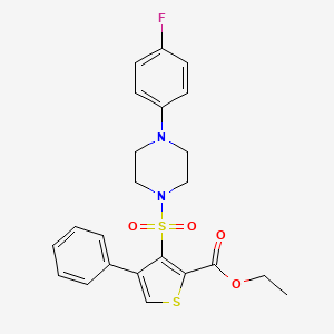 molecular formula C23H23FN2O4S2 B2365020 3-{[4-(4-氟苯基)哌嗪-1-基]磺酰基}-4-苯硫代噻吩-2-羧酸乙酯 CAS No. 899724-34-6