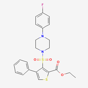 molecular formula C23H23FN2O4S2 B2365020 3-(4-(4-フルオロフェニル)ピペラジン-1-イル)スルホニル)-4-フェニルチオフェン-2-カルボン酸エチル CAS No. 899724-34-6