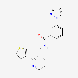 3-(1H-pyrazol-1-yl)-N-((2-(thiophen-3-yl)pyridin-3-yl)methyl)benzamide