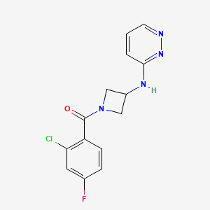 molecular formula C14H12ClFN4O B2365023 N-[1-(2-氯-4-氟苯甲酰基)氮杂环丁-3-基]吡嗪-3-胺 CAS No. 2097867-11-1