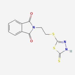 molecular formula C12H9N3O2S3 B2365031 2-{2-[(5-sulfanyl-1,3,4-thiadiazol-2-yl)sulfanyl]ethyl}-1H-isoindole-1,3(2H)-dione CAS No. 477846-18-7