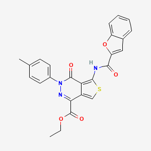 molecular formula C25H19N3O5S B2365038 Ethyl 5-(benzofuran-2-carboxamido)-4-oxo-3-(p-tolyl)-3,4-dihydrothieno[3,4-d]pyridazine-1-carboxylate CAS No. 851948-79-3