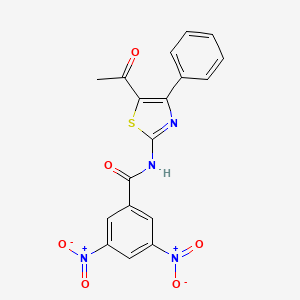 molecular formula C18H12N4O6S B2365043 N-(5-acetyl-4-phenyl-1,3-thiazol-2-yl)-3,5-dinitrobenzamide CAS No. 328539-71-5