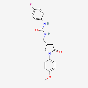 1-(4-Fluorophenyl)-3-((1-(4-methoxyphenyl)-5-oxopyrrolidin-3-yl)methyl)urea