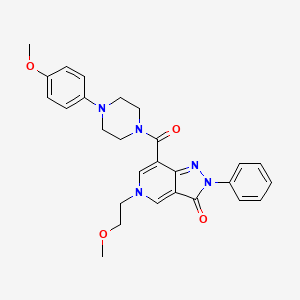 molecular formula C27H29N5O4 B2365046 5-(2-甲氧基乙基)-7-(4-(4-甲氧基苯基)哌嗪-1-羰基)-2-苯基-2H-吡唑并[4,3-c]吡啶-3(5H)-酮 CAS No. 923685-28-3