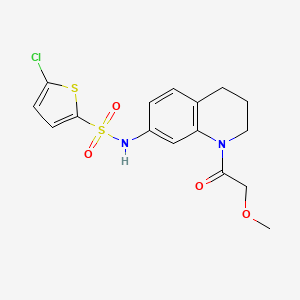 molecular formula C16H17ClN2O4S2 B2365047 5-chloro-N-(1-(2-methoxyacetyl)-1,2,3,4-tetrahydroquinolin-7-yl)thiophene-2-sulfonamide CAS No. 1172432-06-2