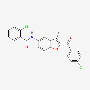 molecular formula C23H15Cl2NO3 B2365053 2-氯-N-[2-(4-氯苯甲酰)-3-甲基-1-苯并呋喃-5-基]苯甲酰胺 CAS No. 923193-01-5