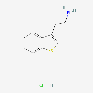 molecular formula C11H14ClNS B2365057 2-(2-甲基-1-苯并噻吩-3-基)乙胺；盐酸盐 CAS No. 2402838-84-8