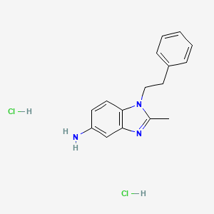 molecular formula C16H19Cl2N3 B2365064 2-methyl-1-phenethyl-1H-benzo[d]imidazol-5-amine dihydrochloride CAS No. 1224163-38-5