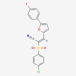 (E)-2-((4-chlorophenyl)sulfonyl)-3-(5-(4-fluorophenyl)furan-2-yl)acrylonitrile