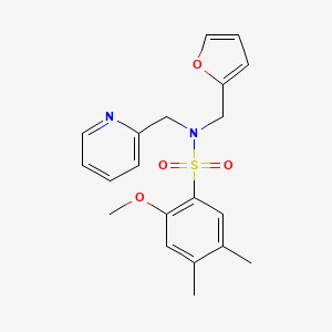 molecular formula C20H22N2O4S B2365073 N-(furan-2-ylmethyl)-2-methoxy-4,5-dimethyl-N-(pyridin-2-ylmethyl)benzenesulfonamide CAS No. 1286704-83-3