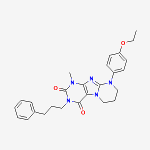 molecular formula C26H29N5O3 B2365076 9-(4-ethoxyphenyl)-1-methyl-3-(3-phenylpropyl)-7,8-dihydro-6H-purino[7,8-a]pyrimidine-2,4-dione CAS No. 847040-01-1