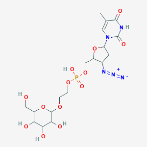 molecular formula C18H28N5O13P B236508 [3-Azido-5-(5-methyl-2,4-dioxopyrimidin-1-yl)oxolan-2-yl]methyl 2-[3,4,5-trihydroxy-6-(hydroxymethyl)oxan-2-yl]oxyethyl hydrogen phosphate CAS No. 127306-80-3