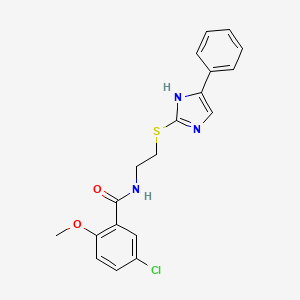 molecular formula C19H18ClN3O2S B2365084 5-氯-2-甲氧基-N-(2-((5-苯基-1H-咪唑-2-基)硫代)乙基)苯甲酰胺 CAS No. 897455-92-4