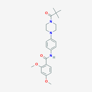 molecular formula C24H31N3O4 B236509 N-{4-[4-(2,2-dimethylpropanoyl)piperazin-1-yl]phenyl}-2,4-dimethoxybenzamide 