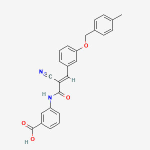 B2365090 3-[[(E)-2-cyano-3-[3-[(4-methylphenyl)methoxy]phenyl]prop-2-enoyl]amino]benzoic acid CAS No. 380475-63-8