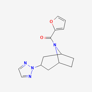 molecular formula C14H16N4O2 B2365114 ((1R,5S)-3-(2H-1,2,3-triazol-2-yl)-8-azabicyclo[3.2.1]octan-8-yl)(furan-2-yl)methanone CAS No. 2108958-02-5
