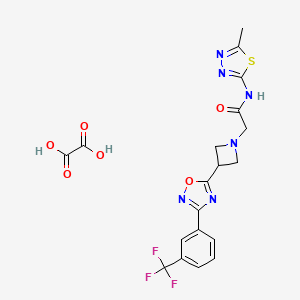 molecular formula C19H17F3N6O6S B2365115 草酸 N-(5-甲基-1,3,4-噻二唑-2-基)-2-(3-(3-(3-(三氟甲基)苯基)-1,2,4-恶二唑-5-基)氮杂环丁-1-基)乙酰胺 CAS No. 1428379-84-3