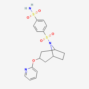 molecular formula C18H21N3O5S2 B2365117 4-(((1R,3s,5S)-3-(吡啶-2-氧基)-8-氮杂双环[3.2.1]辛-8-基)磺酰基)苯磺酰胺 CAS No. 2108482-06-8