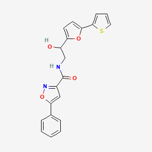 molecular formula C20H16N2O4S B2365128 N-[2-Hydroxy-2-(5-thiophen-2-ylfuran-2-yl)ethyl]-5-phenyl-1,2-oxazole-3-carboxamide CAS No. 2309588-69-8