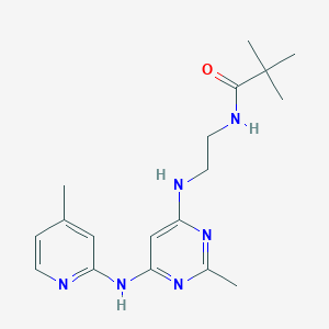 molecular formula C18H26N6O B2365140 N-(2-((2-methyl-6-((4-methylpyridin-2-yl)amino)pyrimidin-4-yl)amino)ethyl)pivalamide CAS No. 1428356-42-6