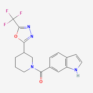 molecular formula C17H15F3N4O2 B2365154 (1H-indol-6-yl)(3-(5-(trifluoromethyl)-1,3,4-oxadiazol-2-yl)piperidin-1-yl)methanone CAS No. 1396861-27-0