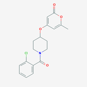 molecular formula C18H18ClNO4 B2365159 4-((1-(2-氯苯甲酰)哌啶-4-基)氧基)-6-甲基-2H-吡喃-2-酮 CAS No. 1787880-77-6