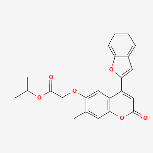 molecular formula C23H20O6 B2365167 2-(4-苯并[d]呋喃-2-基-7-甲基-2-氧代色烯-6-基氧基)乙酸甲乙酯 CAS No. 898447-89-7