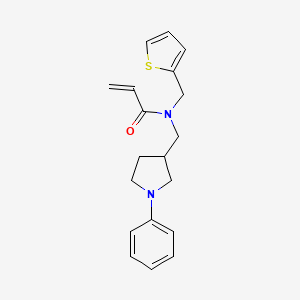 molecular formula C19H22N2OS B2365169 N-[(1-Phenylpyrrolidin-3-yl)methyl]-N-(thiophen-2-ylmethyl)prop-2-enamide CAS No. 2411272-28-9
