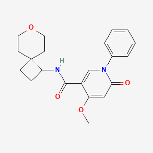 molecular formula C21H24N2O4 B2365174 4-methoxy-6-oxo-1-phenyl-N-(7-oxaspiro[3.5]nonan-1-yl)-1,6-dihydropyridine-3-carboxamide CAS No. 2176125-26-9