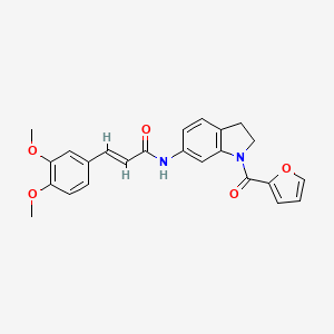 molecular formula C24H22N2O5 B2365176 (E)-3-(3,4-二甲氧基苯基)-N-(1-(呋喃-2-甲酰)吲哚-6-基)丙烯酰胺 CAS No. 1211973-55-5