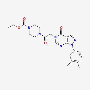 molecular formula C22H26N6O4 B2365177 4-(2-(1-(3,4-二甲苯基)-4-氧代-1H-吡唑并[3,4-d]嘧啶-5(4H)-基)乙酰)哌嗪-1-羧酸乙酯 CAS No. 852451-19-5