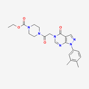 molecular formula C22H26N6O4 B2365177 4-(2-(1-(3,4-ジメチルフェニル)-4-オキソ-1H-ピラゾロ[3,4-d]ピリミジン-5(4H)-イル)アセチル)ピペラジン-1-カルボン酸エチル CAS No. 852451-19-5