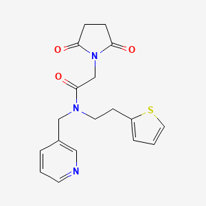 molecular formula C18H19N3O3S B2365179 2-(2,5-dioxopyrrolidin-1-yl)-N-(pyridin-3-ylmethyl)-N-(2-(thiophen-2-yl)ethyl)acetamide CAS No. 1396715-03-9
