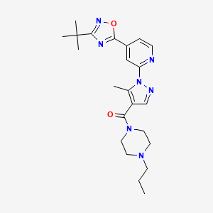 molecular formula C23H31N7O2 B2365180 (1-{4-[3-(tert-butyl)-1,2,4-oxadiazol-5-yl]-2-pyridyl}-5-methyl-1H-pyrazol-4-yl)(4-propylpiperazino)methanone CAS No. 1251627-01-6