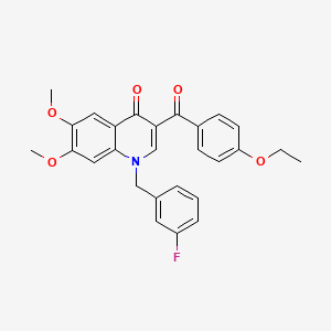 molecular formula C27H24FNO5 B2365212 3-(4-ethoxybenzoyl)-1-(3-fluorobenzyl)-6,7-dimethoxyquinolin-4(1H)-one CAS No. 902623-95-4